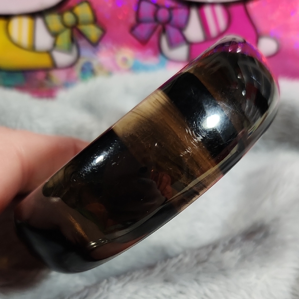 Elegant Black and Brown Bangle Bracelet
